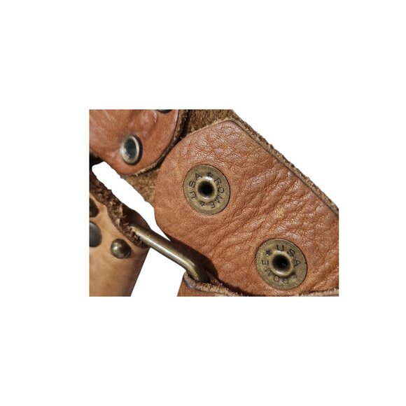 LeatheRock Custom Linked Leather Studded Rhinstone Belt Size M/L USA MSRP $245 - Picture 12 of 16